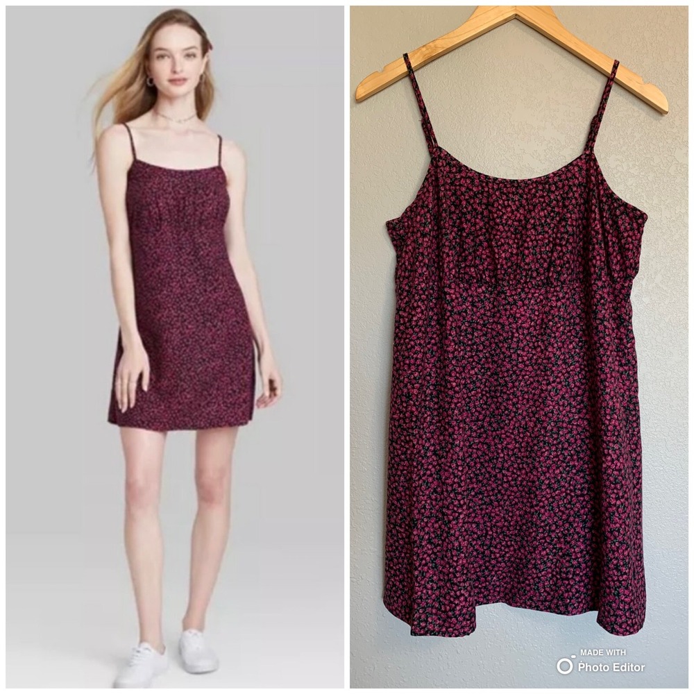 Wild Fable Ditsy Floral Sleeveless Slip Dress Size Medium Purple 90s Y2K NWT